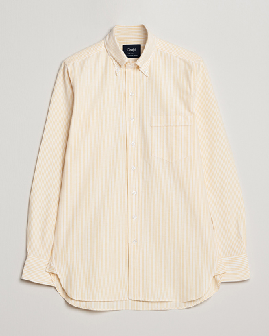 Herre | Drake's | Drake's | Striped Button Down Oxford Shirt White/Yellow