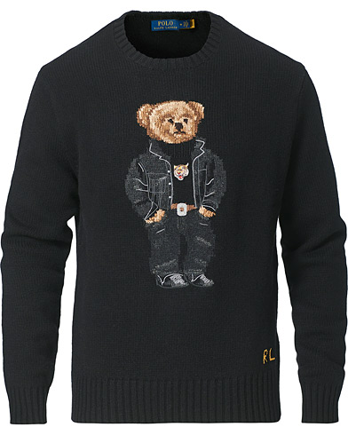 Nyheder |  Lunar New Year Bear Wool Knitted Sweater Polo Black