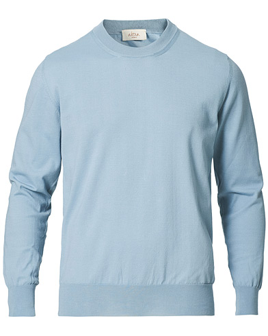 Pullovers med rund hals |  Extrafine Cotton Crew Neck Pullover Light Blue