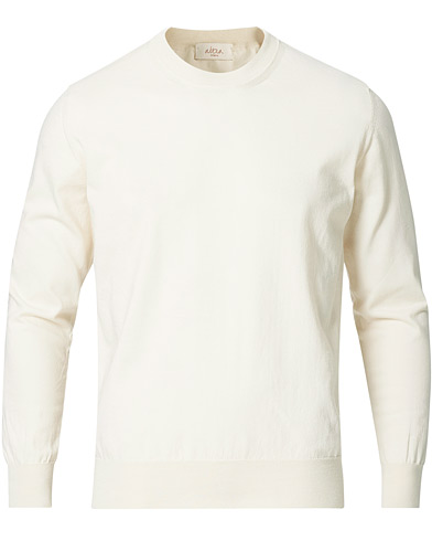 Pullovers med rund hals |  Extrafine Cotton Crew Neck Pullover Off White