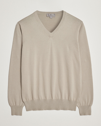 Pullovers med v-hals |  Cotton V-Neck Pullover Beige