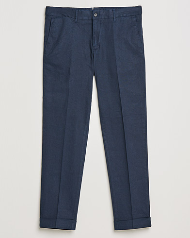 Hørbukser |  Grant Stretch Cotton/Linen Trousers Navy