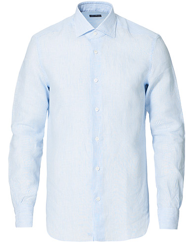 Hørskjorter |  Soft Linen Microstripe Shirt Light Blue