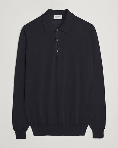 Herre | Wardrobe basics | John Smedley | Belper Wool/Cotton Polo Pullover Navy