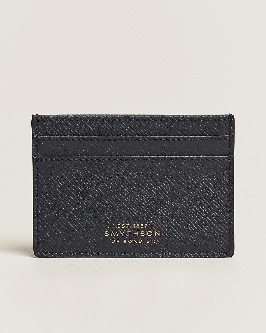 Smythson Panama Flat Cardholder Navy – Blå