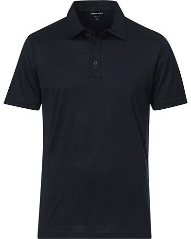 Herre | Giorgio Armani | Giorgio Armani | Cotton/Silk Short Sleeve Polo Navy