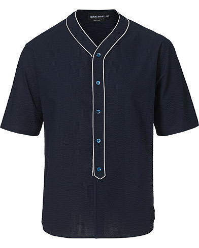 Kortærmede skjorter |  Short Sleeve Seersucker Guru Shirt Navy