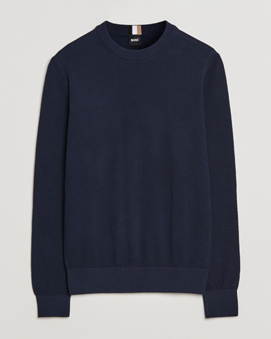 Herre | Strikkede trøjer | BOSS | Ecaio Knitted Structured Sweater Dark Blue