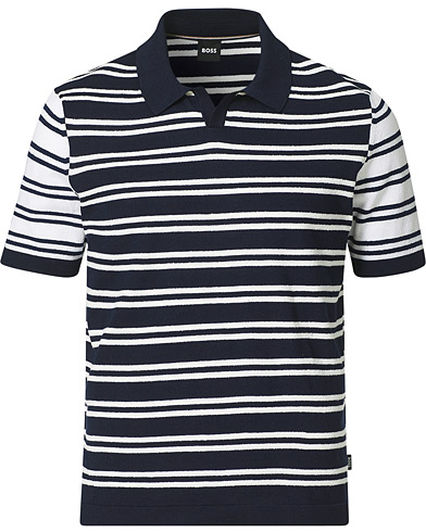 Strikkede polotrøjer |  Erroi Knitted Striped Polo Blue/White