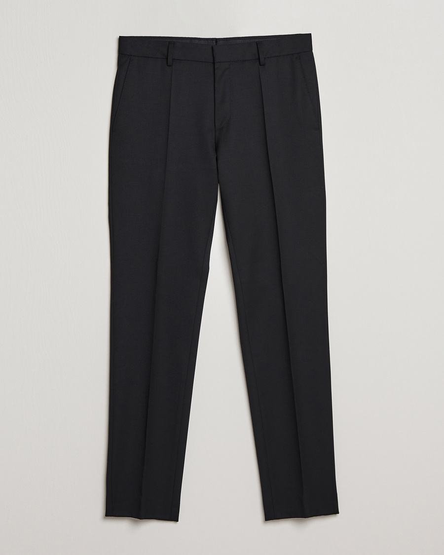 BOSS BLACK Genius Slim Fit Wool Trousers Black – Sort