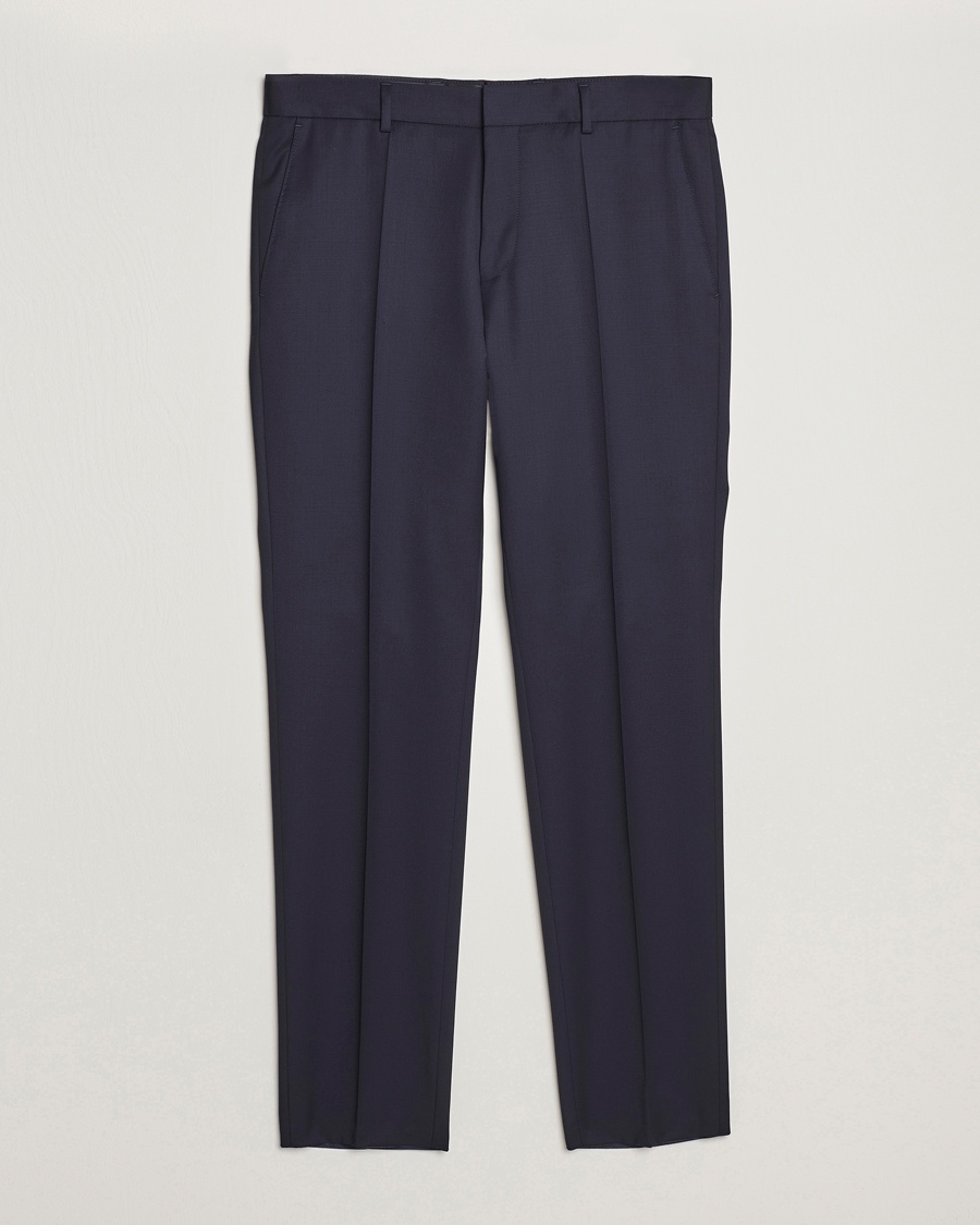 Genius Slim Fit Wool Trousers Dark Blue