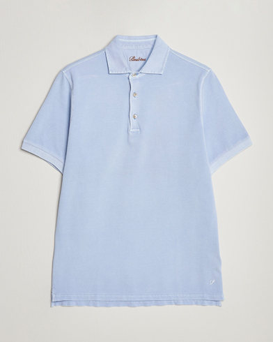 Herre | Kortærmede polotrøjer | Stenströms | Pigment Dyed Cotton Polo Shirt Light Blue