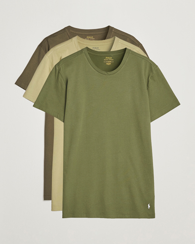 Herre | Flerpak | Polo Ralph Lauren | 3-Pack Crew Neck T-Shirt Green/Olive/Defender Green