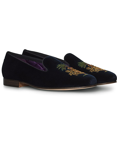 Herre | Sandaler & Hjemmesko | Ralph Lauren Purple Label | Alonso Palm Crest Slippers Navy