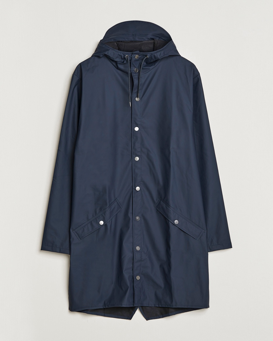 RAINS Long Jacket Navy – Blå