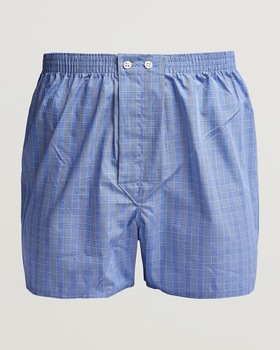 Derek Rose Classic Fit Cotton Boxer Shorts Blue – Blå