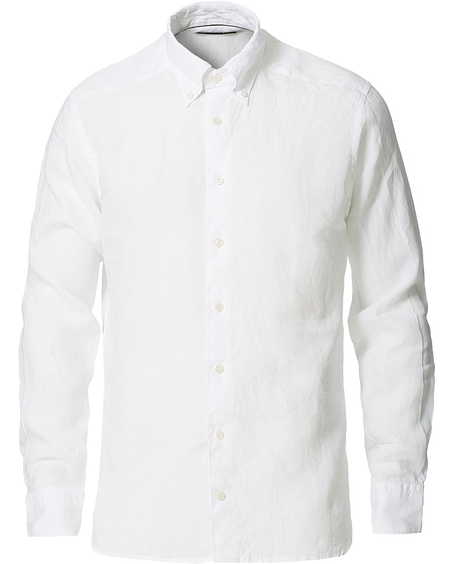 Eton Slim Fit Button Down Linen Shirt White Eton Slim Fit Button Down Linen Shirt White