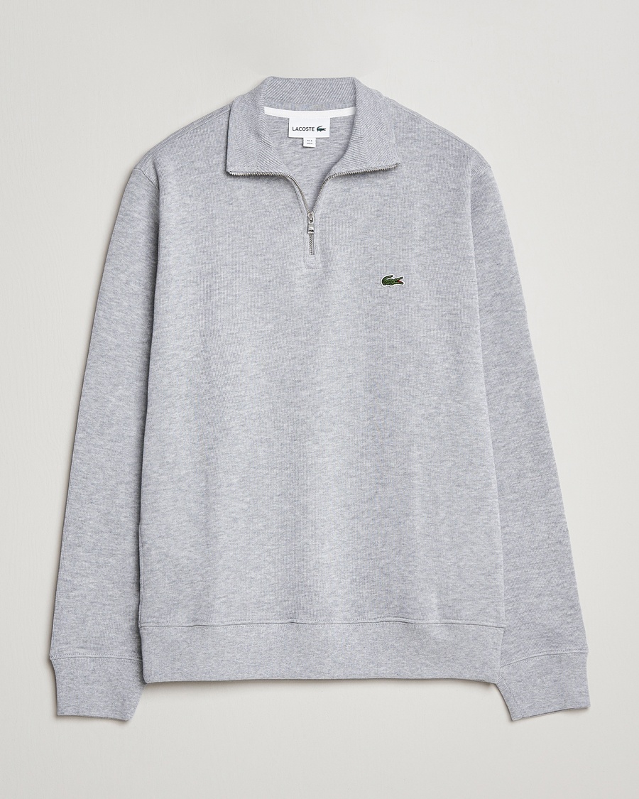 Lacoste Rib Interlock Half Zip Silver Chine – Grå