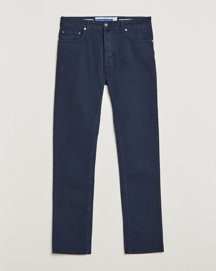 Jacob Cohën Bard Garment Dyed Gabardine Trousers Navy – Blå