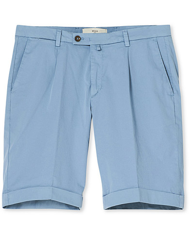Chino shorts |  Pleated Cotton Shorts Light Blue