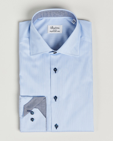 Herre | Udsalg tøj | Stenströms | Slimline Striped Contrast Shirt Light Blue