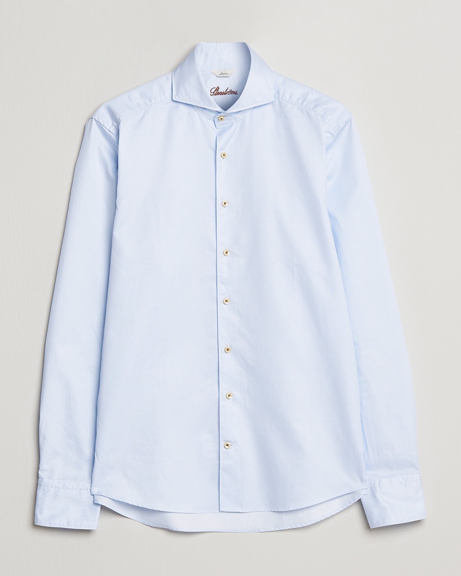 Stenströms Slimline Pinstriped Casual Shirt Light Blue – Blå