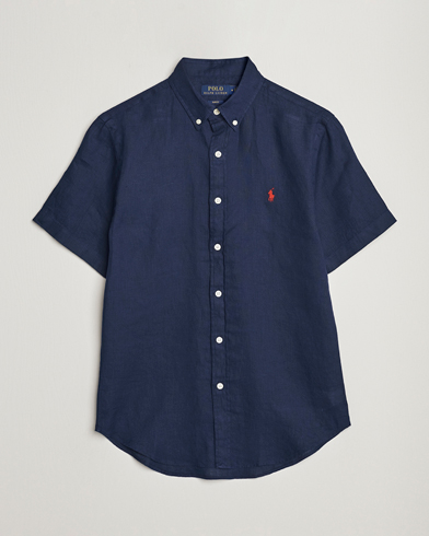 Herre | Kortærmede skjorter | Polo Ralph Lauren | Slim Fit Linen Short Sleeve Shirt Newport Navy