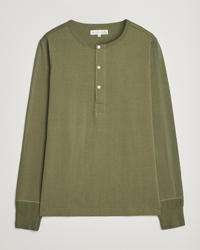 Langærmede t-shirts |  Classic Organic Cotton Henley Sweater Army