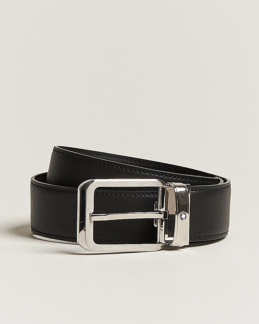 Montblanc Black 35 mm Leather belt Black – Sort