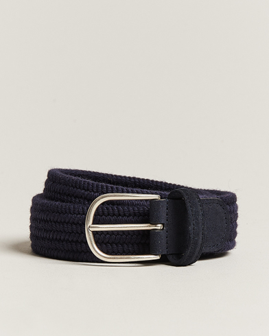 Herre | Italian Department | Anderson's | Braided Wool Belt Navy