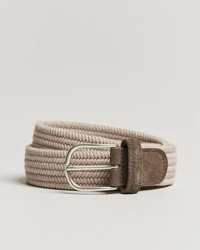 Herre | Italian Department | Anderson's | Braided Wool Belt Beige
