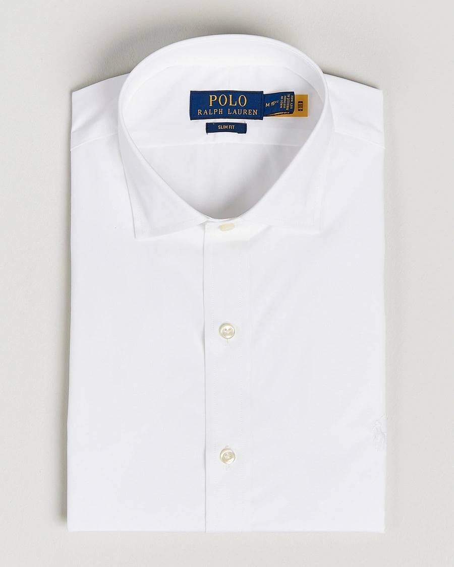 Polo Ralph Lauren Slim Fit Poplin Cut Away Dress Shirt White – Hvid