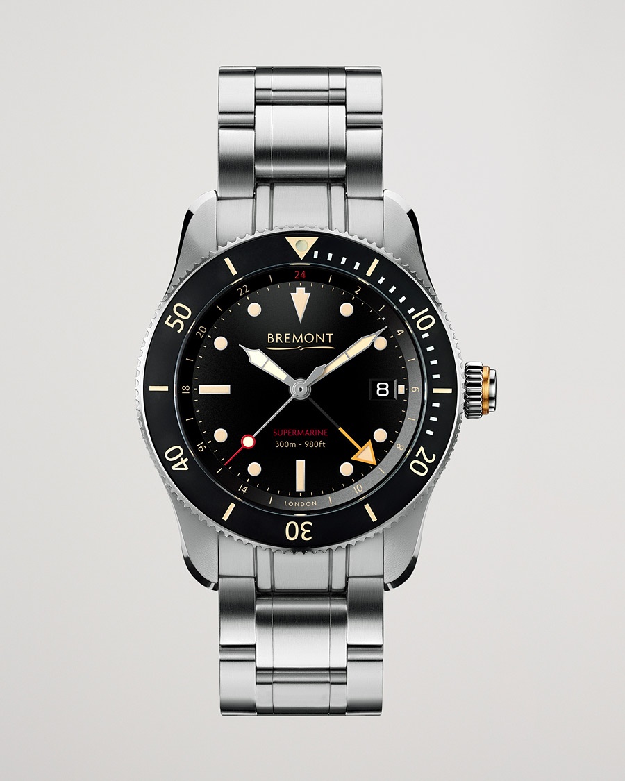  S302 Supermarine GMT 40mm Steel Bracelet Black Dial