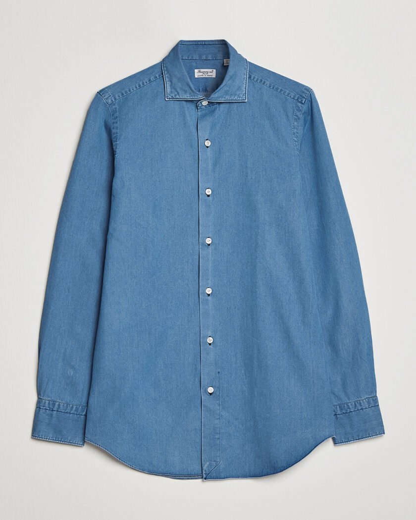 Finamore Napoli Milano Slim Denim Shirt Light Indigo – Blå