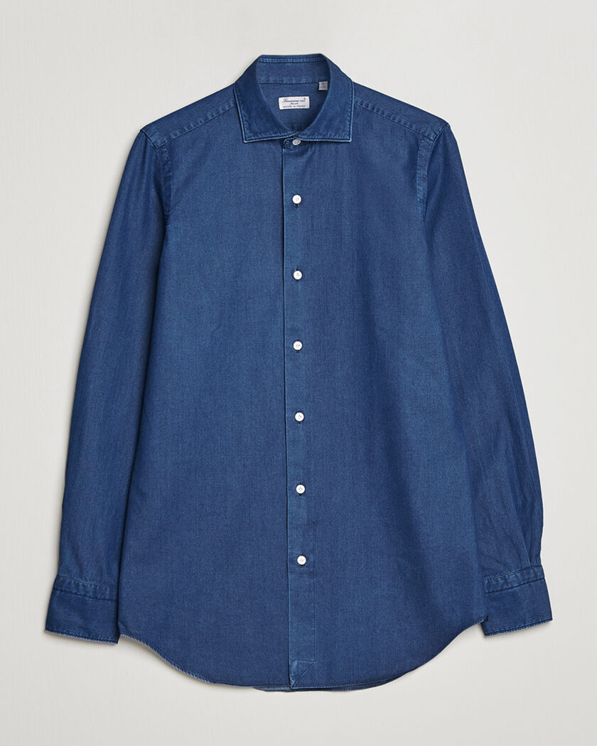 Finamore Napoli Milano Slim Denim Shirt Dark Indigo – Blå