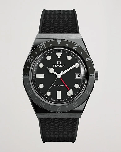 Herre |  | Timex | Q Diver GMT 38mm Rubber Strap Black/Grey