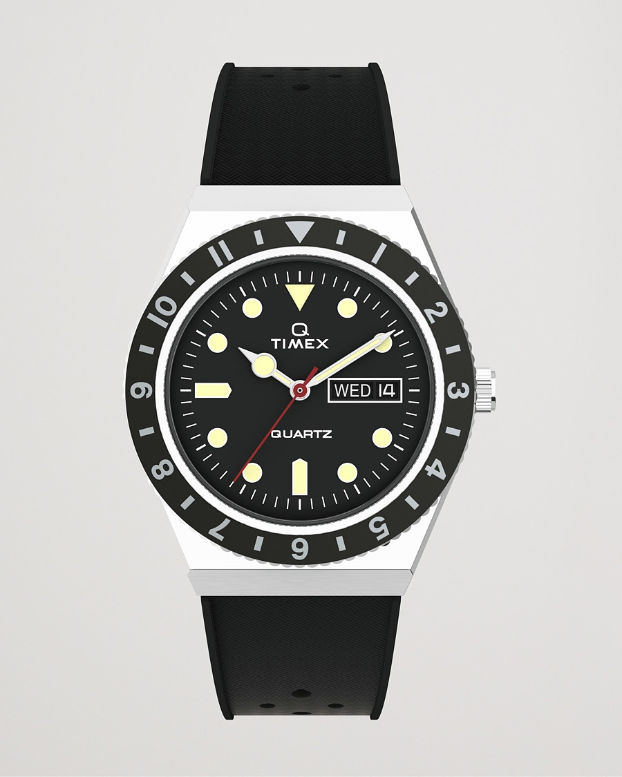 Timex Q Diver 38mm Rubber Strap Black – Sort