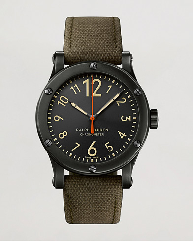 Herre | Ure | Polo Ralph Lauren | 45mm Safari Chronometer Black Steel/Canvas Strap