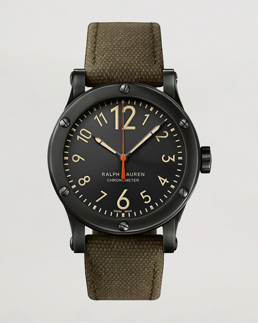  45mm Safari Chronometer Black Steel/Canvas Strap