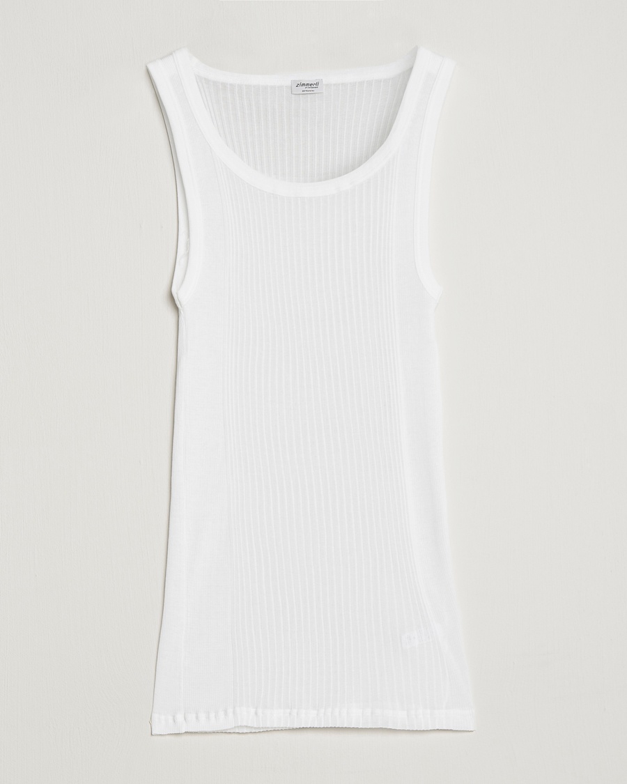 Zimmerli of Switzerland Ribbed Mercerized Cotton Tank Top White – Hvid