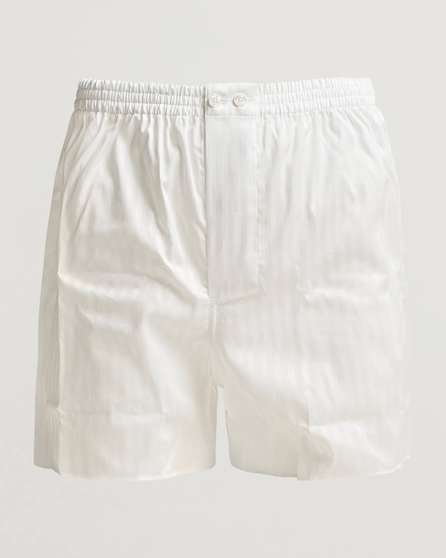 Herre | Zimmerli of Switzerland | Zimmerli of Switzerland | Mercerized Cotton Boxer Shorts White Stripes