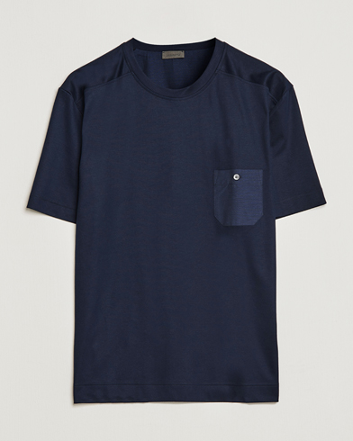 Herre | Pyjamastrøjer | Zimmerli of Switzerland | Cotton/Modal Crew Neck Loungwear T-Shirt Midnight