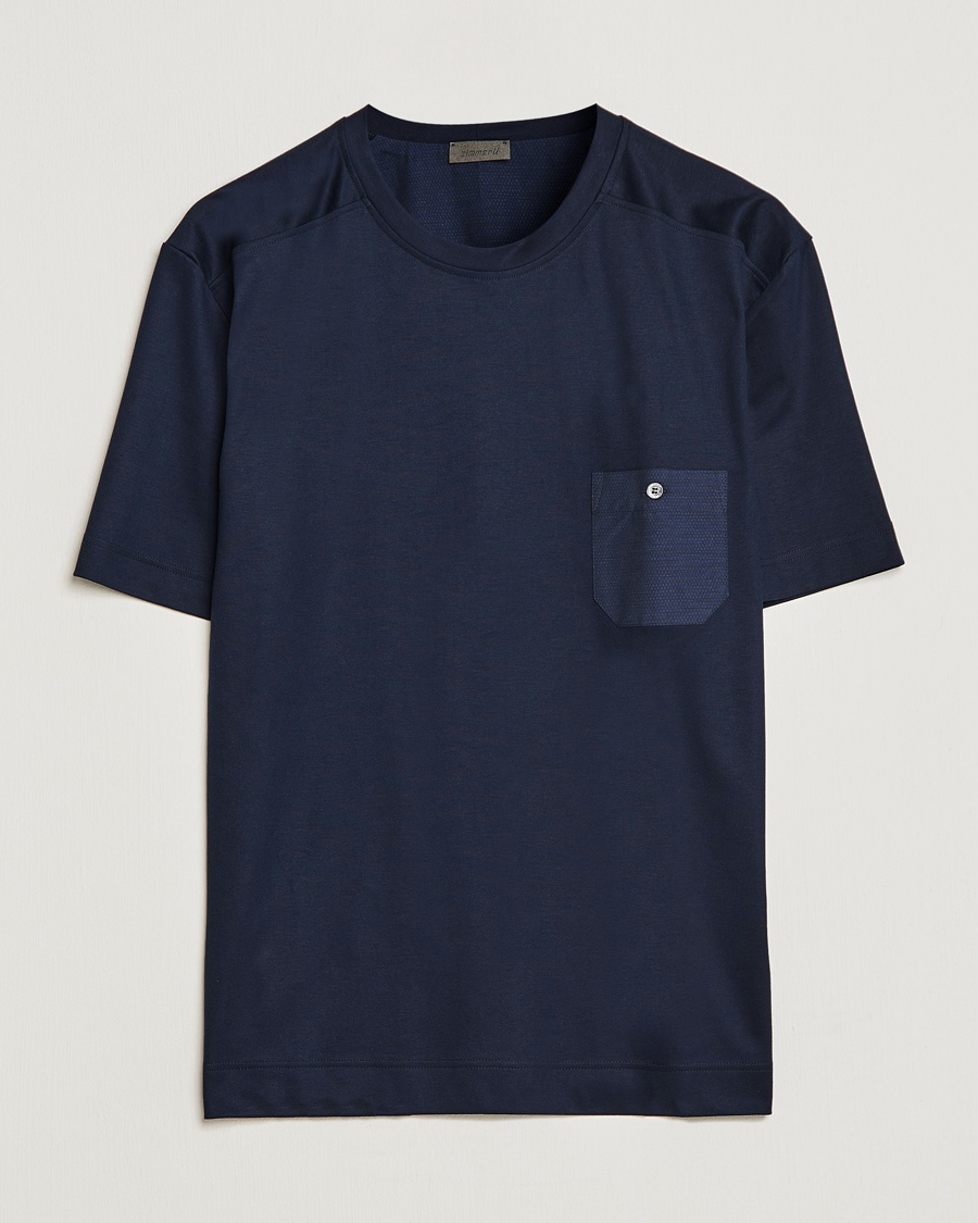 Herre | Tøj | Zimmerli of Switzerland | Cotton/Modal Crew Neck Loungwear T-Shirt Midnight