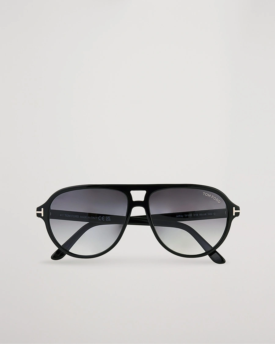 Tom Ford Jeffrey Sunglasses Shiny Black/Gradient Smoke – Sort