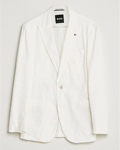 Herre | Blazere & jakker | BOSS | Hanry Linen Peak Lapel Blazer White
