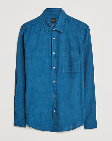 Herre | Kortærmede skjorter | BOSS Casual | Relegant Regular Fit Garment Dyed Shirt Medium Blue