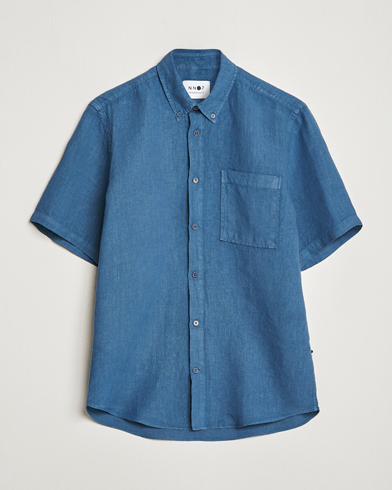 Herre | Udsalg tøj | NN07 | Arne Linen Short Sleeve Shirt Dust Blue