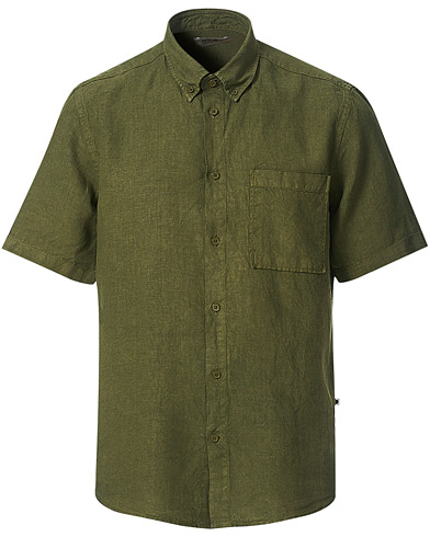 Herre | Udsalg tøj | NN07 | Arne Linen Short Sleeve Shirt Dark Olive