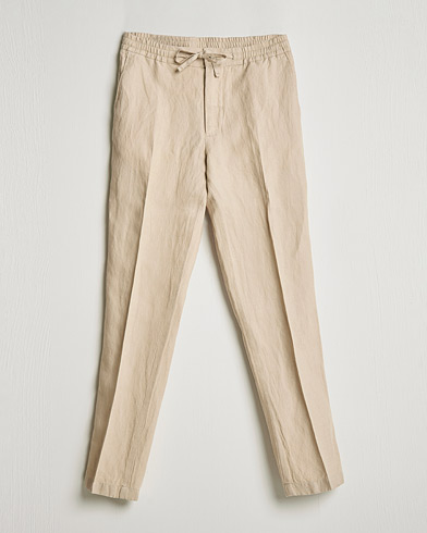 Herre | The linen lifestyle | J.Lindeberg | Sasha Drape Linen Drawstring Trousers Safari Beige