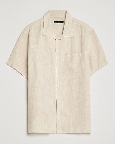 Herre | Kortærmede skjorter | J.Lindeberg | Linen Melange Short Sleeve Shirt Safari Beige